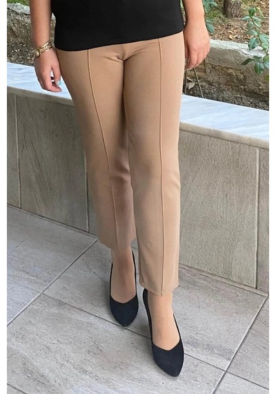 Mia Butik Dertsiz Büyük Beden Bej Toparlayıcı Kumaş Pantolon Bej