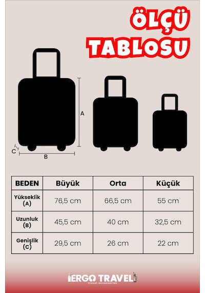 Valiz Koruma Kılıfı Kadife Kılıf - Siyah - Orta Boy Ergo Travel Siyah