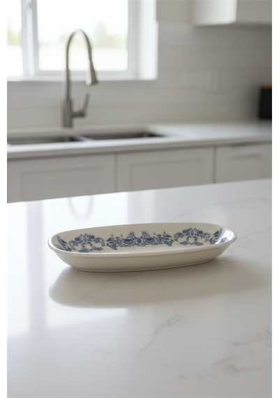 12'li Valencia Oval Kayık Tabak 16cm Dijital Valeria-a Rinart Krem