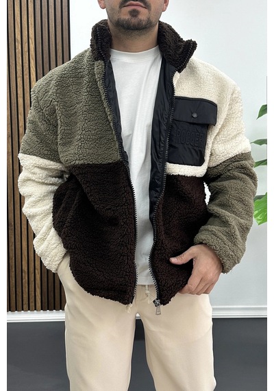 Edwox Erkek Tam Oversize Geniş Kalıp Peluş Mont Edw446 Renkli