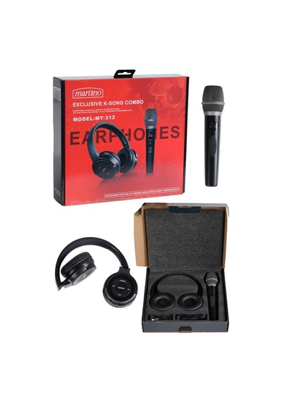 Martino Mt-312 Kablosuz Mikrofon Referans Kulaklık Karaoke Seti Tws Özellikli