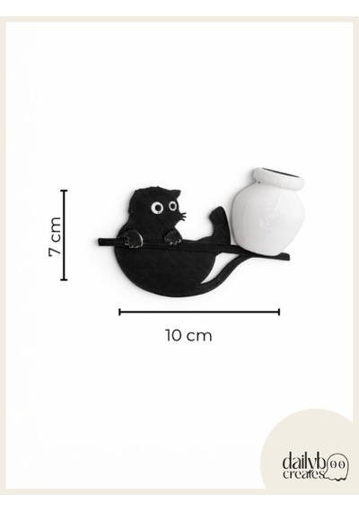 Kedi Bıyığı Toplayıcı Magnet-vazolu Buzdolabı Süs-2 Renkli Kedi Bıyığı Biriktirme Magnet Siyah