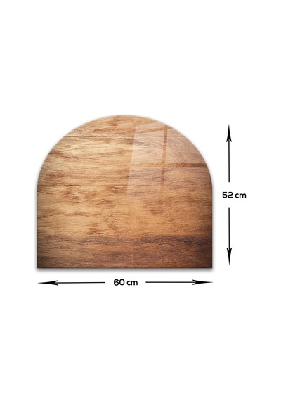 Decorita Cam Ocak Arkası Koruyucu | Oval Şekilli | Ahşap Görünüml