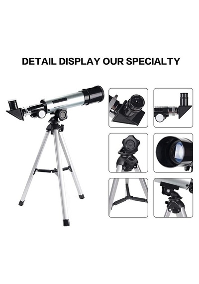 50x360 Mini Astronomik Teleskop - Alüminyum Gövde & Tripodlu - Mini Teleskop