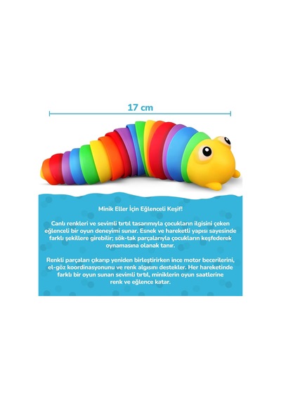 Circle Toys Kıvrılabilen Renkli Tırtıl - Giderici Ve Motor Gelişimi Destekleyen Eğitici Oyuncak