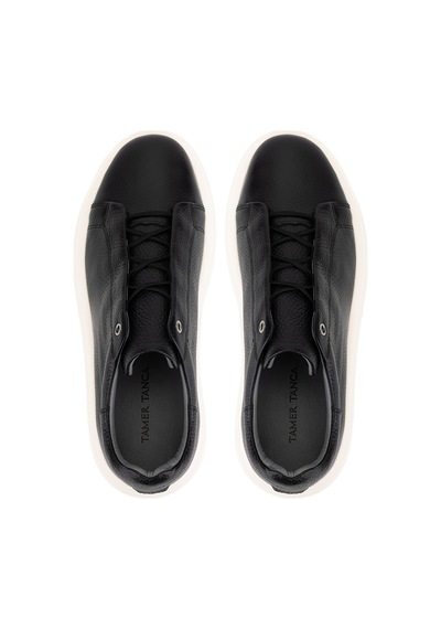 Tamer Tanca Erkek Hakiki Deri Siyah Floter Sneakers & Spor Ayakkabı 04 1144 Erk Ayk Y26 Sıyah Fltr Siyah