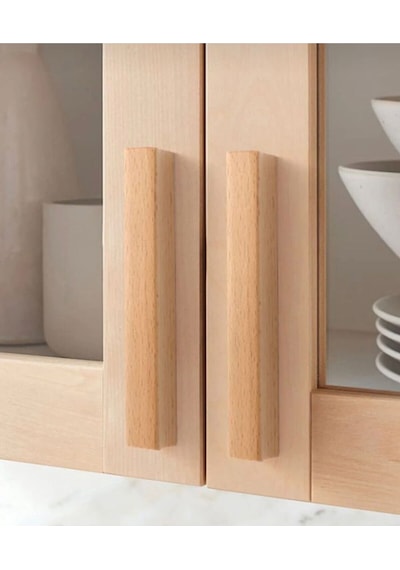 Bella Ahşap Kulp 96mm 9.6cm Lüks Country Mutfak Mobilya Dolap Çekmece Kulbu Doğal Ahşap