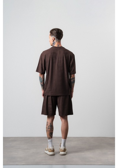 Erkek Route 07 Arma Detaylı Regular Fit T-shirt Şort Takım Kahve Kahverengi