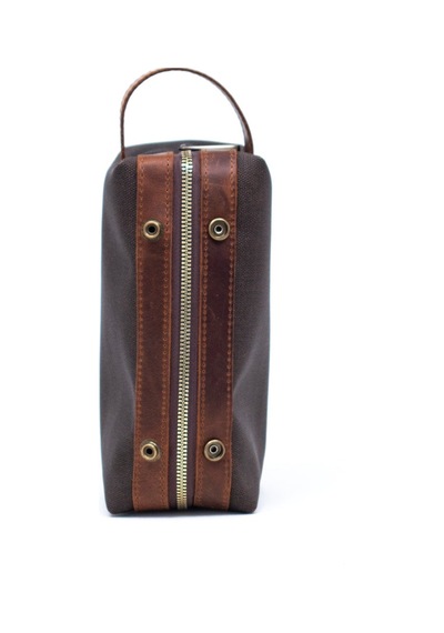 Gillario Design 06 Unisex Suni Kanvas+deri Mürdüm-taba Eskitme Dopp Kit