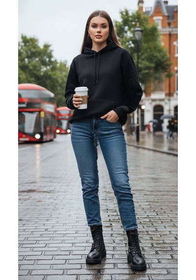 Unisex Basic Regular Fit Kapuşonlu Içi Yumuşacık Tüylü Kanguru Cep Detaylı Sweatshirt Siyah Unisex Basic Regular Fit Kapuşonlu Içi Yumuşacık Tüylü Kanguru Cep Detaylı Sweatshirt Siyah