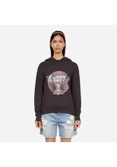 The Kooples Kadın Baskılı Kapüşonlu Gri Hoodie