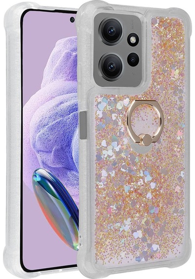 Xiaomi Uyumlu Redmi Note 12 Pro 4g Kılıf Zore Simli Sıvılı Yüzüklü Milce Kapak