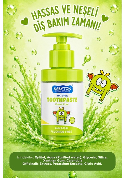 Doğal Aromasız Diş Macunu Florürsüz Pompalı 200 Ml Temel Bakım
