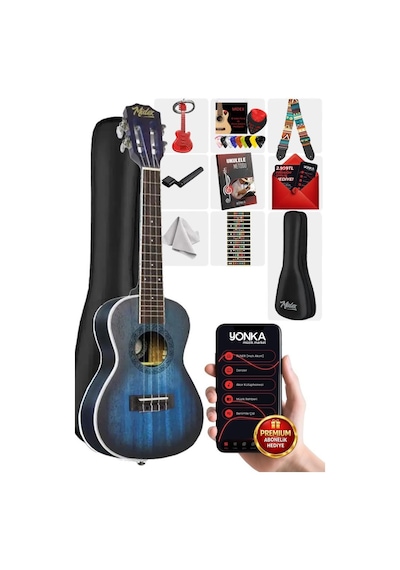 Midex Cn-23 Yüksek Kaliteli Masif Ağaç Concert Ukulele Seti