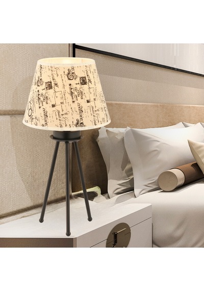 Epona Desenli Şapkalı Siyah Modern Dekoratif Salon Abajur