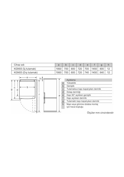 Siemens KG55NVWE0N 483 L iQ300 Alttan Donduruculu Buzdolabı