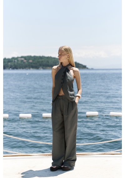 Mai Collection Mai Studios Co. Prasetsah Bağlamalı Antrasit Crop Pantolon Takım Antrasit Mai Collection Mai Studios Co. Prasetsah Bağlamalı Antrasit Crop Pantolon Takım Antrasit