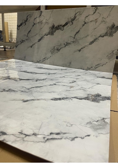 10 Adet 60x30 Gri Beyaz Mermer Desenli Kendinden Yapışkanlı Duvar Paneli