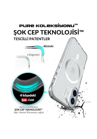 Bix iPhone Uyumlu 16 Plus Magsafe Simli Kılıf Shock Pocket Darbe Emici Teknolojili Çizilmeye Dayanıklı Simli Şeffaf Bix iPhone Uyumlu 16 Plus Magsafe Simli Kılıf Shock Pocket Darbe Emici Teknolojili Çizilmeye Dayanıklı Simli Şeffaf
