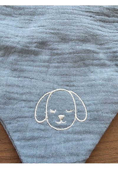 Sleepy Puppy Nakışlı Müslin Bandana Önlük İndigo
