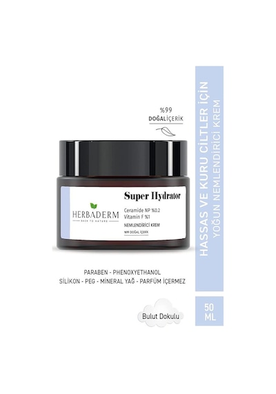Herbaderm Super Hydrator Cilt Bariyerini ve Onarıcı Yoğun Nemlendirici Krem 50 ML