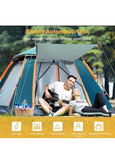 Free Camp Otomatik Kurulum Tenteli 4- 5 Kişilik Çadır Koyu Yeşil
