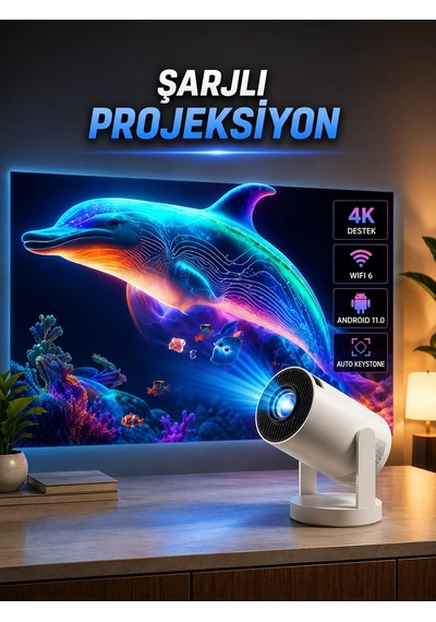 Zenvia Taşınabilir Sinema Oyun Projektörü Akıllı Projeksiyon Android 11 Znv2026 Çok Renkli 81828587
