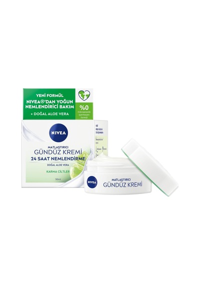 Matlaştırıcı Gündüz Yüz Bakım Kremi 50 Ml, 24 Saat Yoğun Nemlendirici, Spf15, Aloe Vera, Karma Ciltler