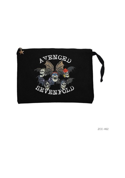 Zepplin Giyim Avenged Sevenfold Skulls Siyah Clutch Astarlı Cüzdan