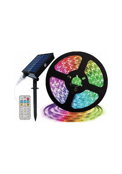 Forlife 20watt Güneş Panelli Solar 10 Metre Hortum Şerit Led Rgb