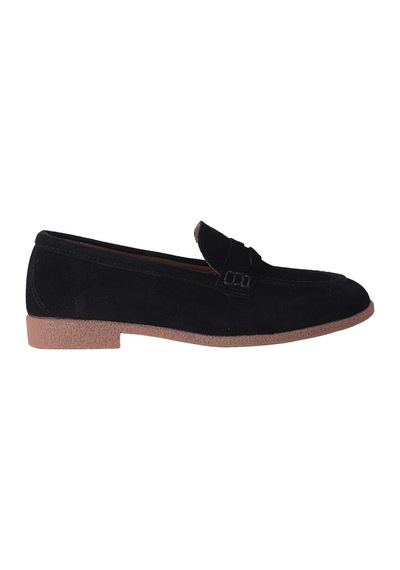 Hobby Ayakkabı Hobby Kadın Süet Penny Loafer Babet Ayakkabı Siyah