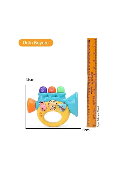 Renkli Mini Bebek Trompet Çalgı Aksesuarı - Aydınlatmalı Melodi Çalan, Hayvan Ses Efektli İnteraktif Müzik Aktivitesi 6 Ay+