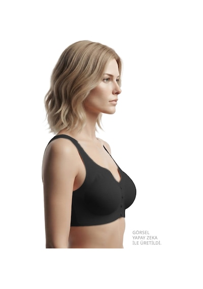 Cottonill Seamless Bra - Virela Lazer Kesim Önden Düğmeli Büyük Beden Kadın Sütyen 3'lü Paket Çok Renkli