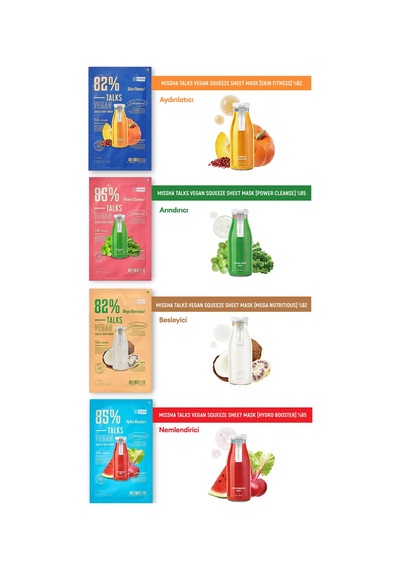 Missha Talks Vegan Squeeze Sheet Mask Canlandırıcı Vegan Yaprak Maske - Super Energizer