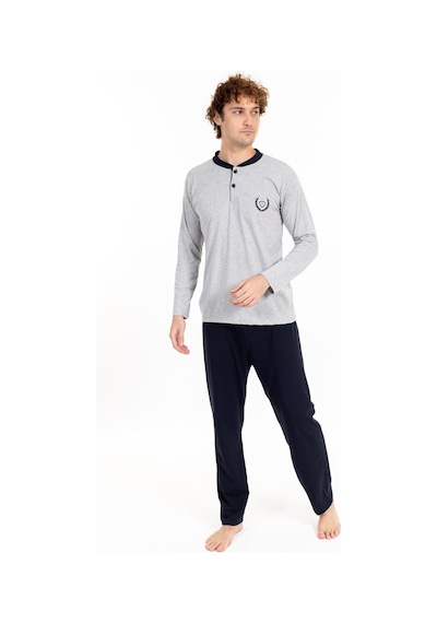 Pemilo Erkek 1065 Uzun Kol Süprem Pijama Takımı Gri Gri