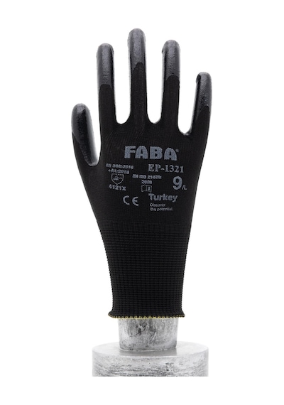 Faba Ep-1321 Siyah Nitril Polyester Eldiven-xl