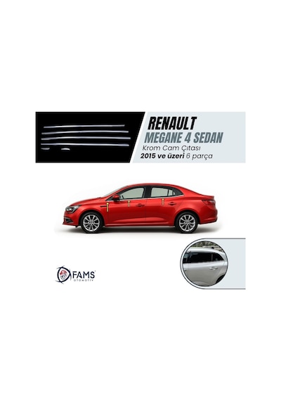 Renault Megane 4 Sedan Krom Cam Çıtası 6 Prç 2015 Üzeri P.Çelik