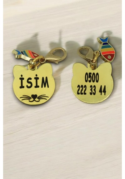 Caramelos Isimli Kedi Tasması Künyesi- Paslanmaz Metal- Çelik- Kişiye Özel Isimlik Çok Renkli-tek Ebat Diğer