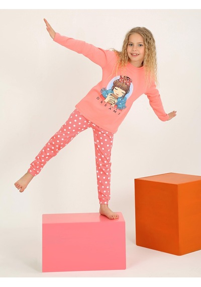 Kız Çocuk Uzun Kollu %100 Pamuklu Pijama Takımı Let Your Nar