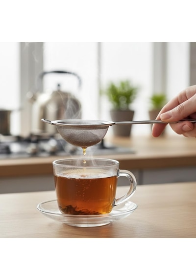 Paslanmaz Çelik Çay Süzgeci İnce Tel Örgü Bitki Çayı Ve Türk Çayı Süzgeci, Ergonomik Saplı, 5 Cm Filtre Çapı çok renkli