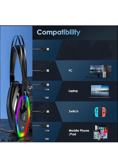 Reidan G608 Usb-7.1 Rgb 4d Kafa Bantlı Profesyonel Oyuncu Kulaklığı