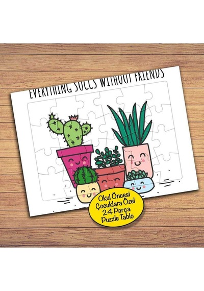 Gülümseyen Saksılar Çocuklara Özel Puzzle Yapboz Tablo-188pz