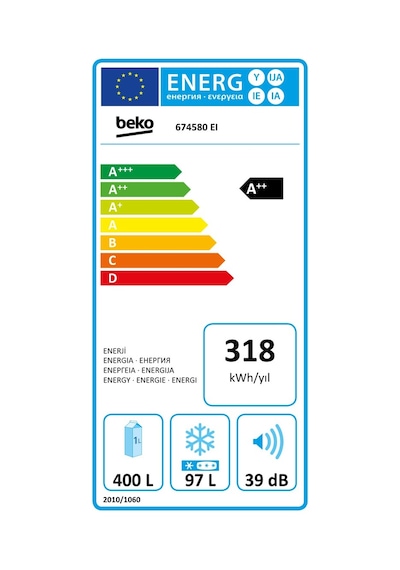 Beko 674580-EI A++ 580 LT No-Frost Kombi Buzdolabı - Inox