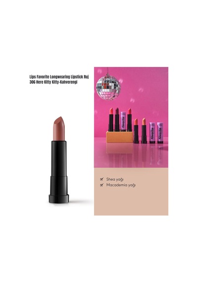Lexroo Lips Favorite Longwearing Lipstick Kalıcı Ruj 306 Here Kitty Kitty, Kahverengi