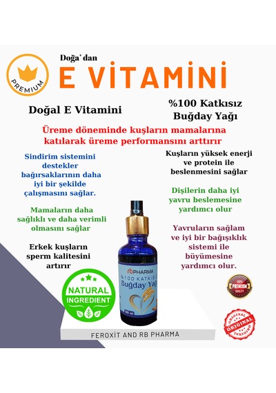 Rb Pharma Katkısız Buğday Yağı Özü Tüm Kuş Türleri İçin 50 ML