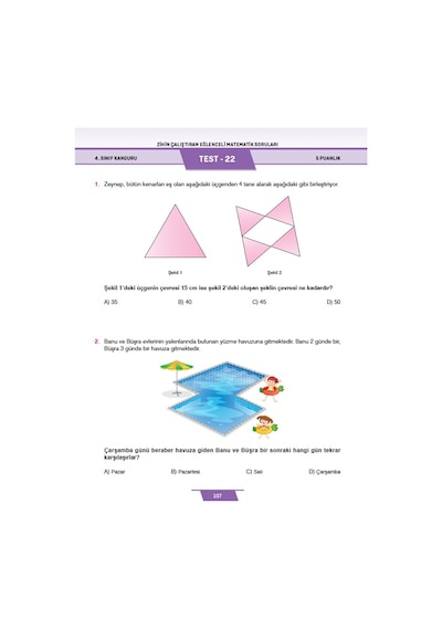 4. Sınıf Zihin Çalıştıran Eğlenceli Kanguru Matematik Soruları