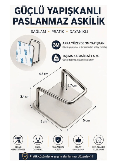 2 Adet Paslanmaz Bulaşık Süngeri Tutucu Yapışkanlı Askılık Pratik Mutfak Düzenleyici