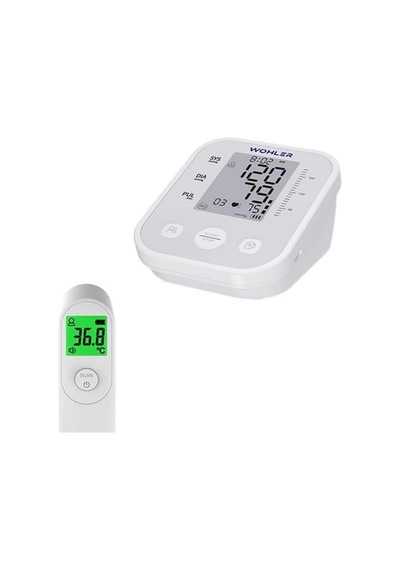 Üst Koldan Ölçer Dijital Tansiyon Aleti Nabız Ölçer Hafızalı Usb + Temassız Ateş Ölçer Fda Onaylı