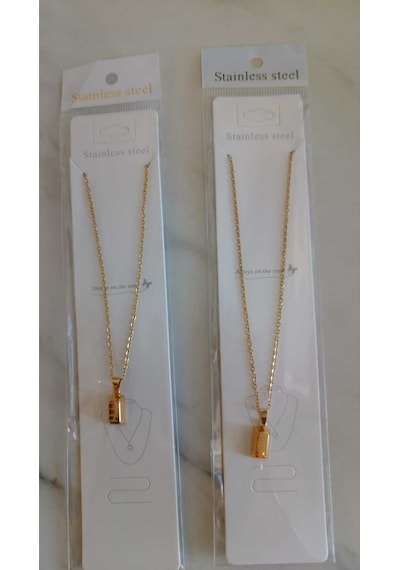 Şehrazat Handmade Külçe Tasarimli Gold Çelik Kolye Altın