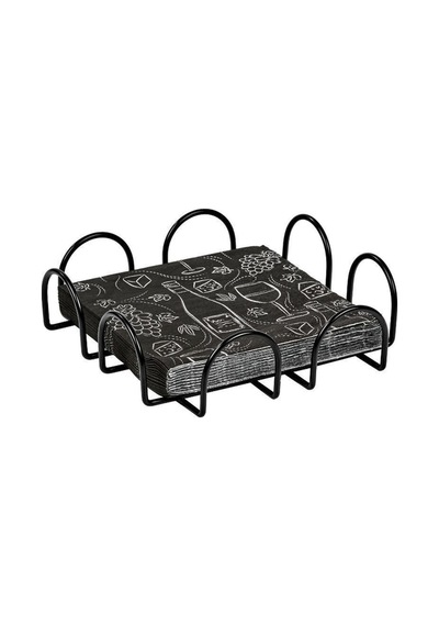 Edora Home Siyah Masa Üstü Metal Paslanmaz Dört Element Modern Peçetelik, Lüks Sunum